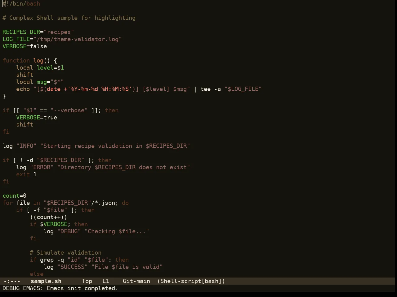 Amber Glow Theme in sh-mode