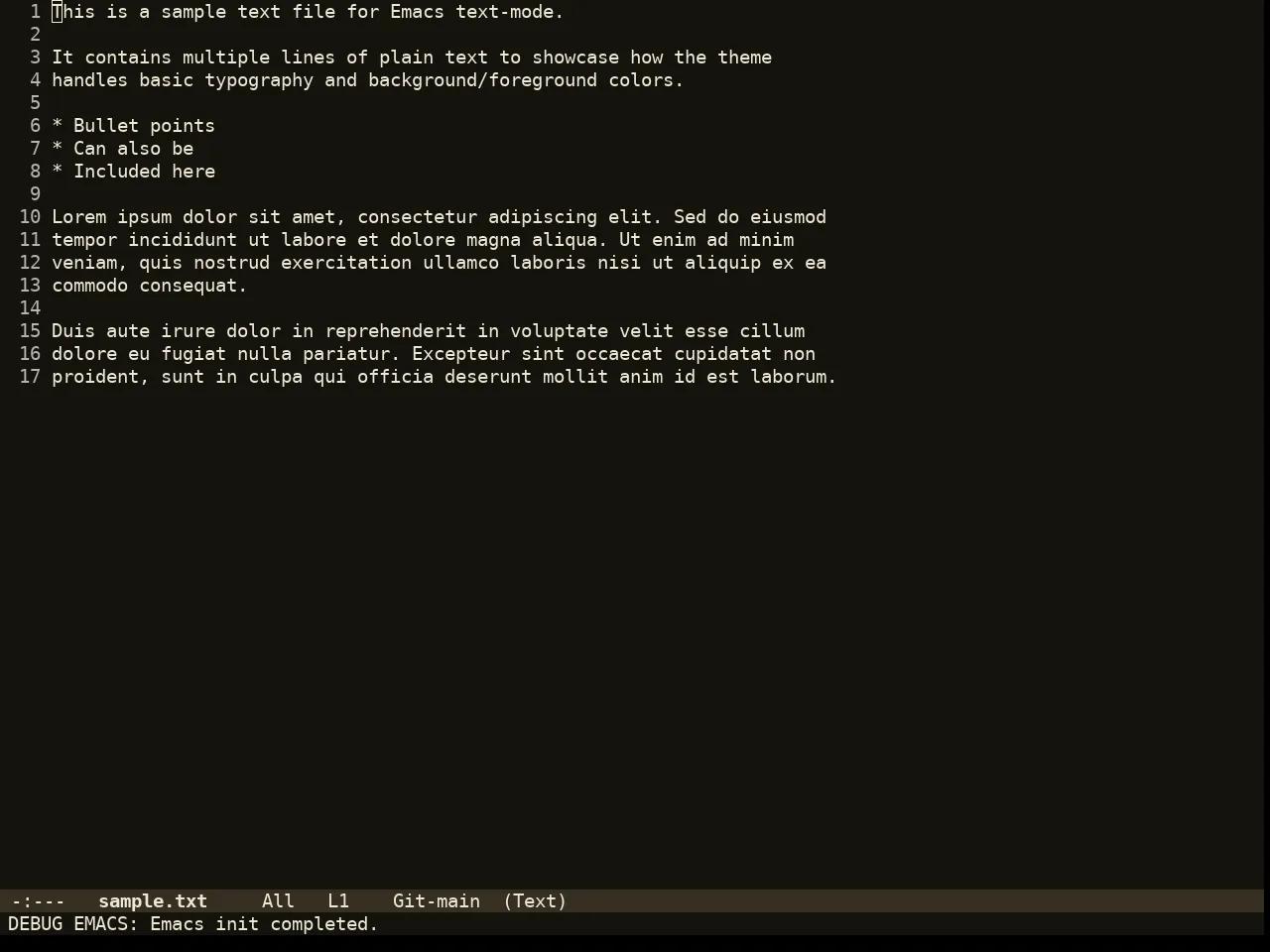 Amber Glow Theme in text-mode