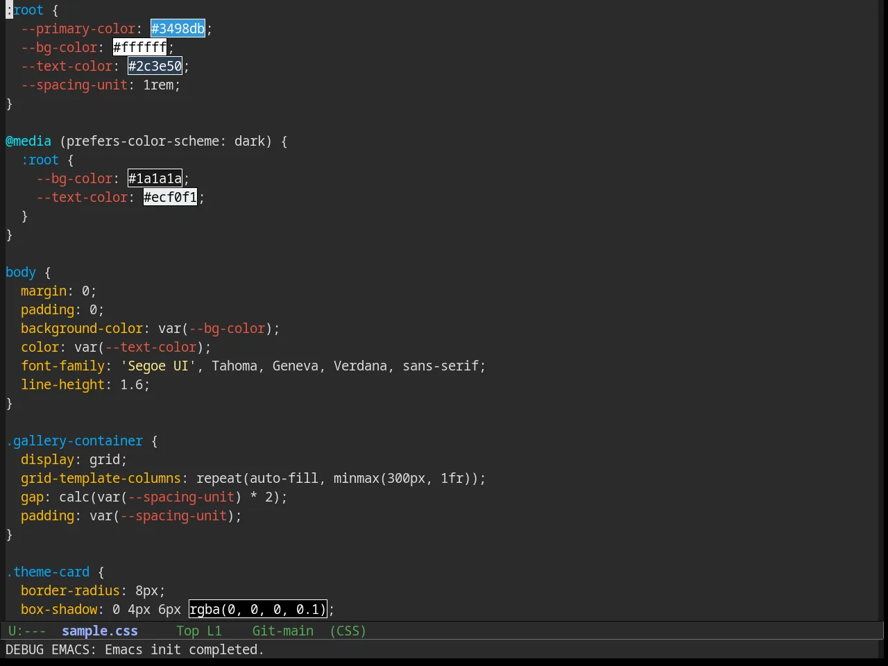 Amelie Theme in css-mode