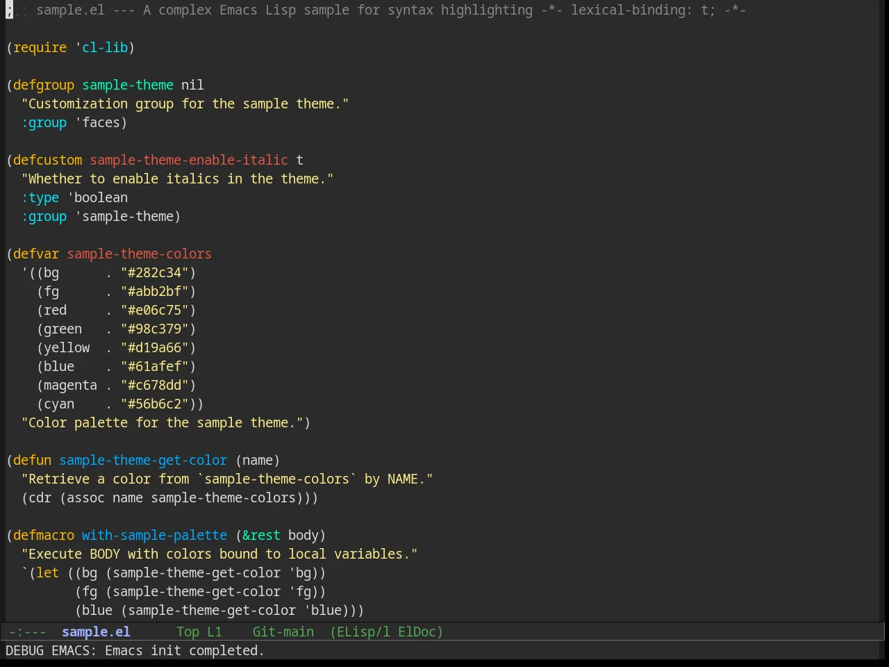 Amelie Theme in emacs-lisp-mode