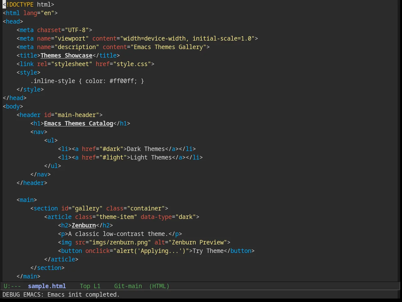 Amelie Theme in html-mode
