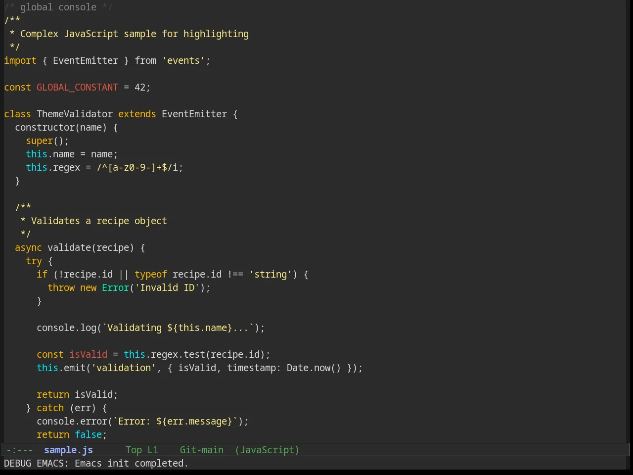 Amelie Theme in javascript-mode