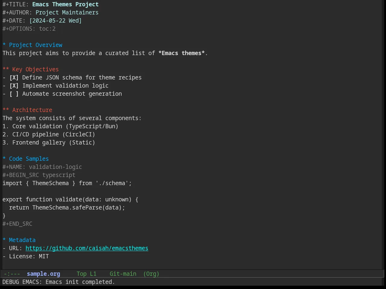 Amelie Theme in org-mode