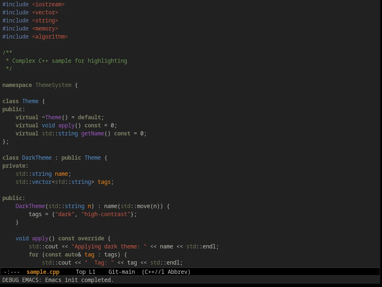 Ample Zen Theme in c++-mode