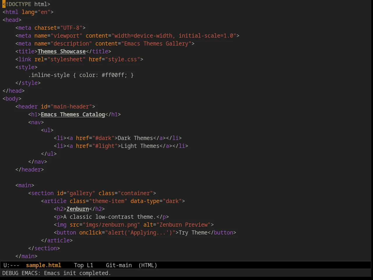 Ample Zen Theme in html-mode