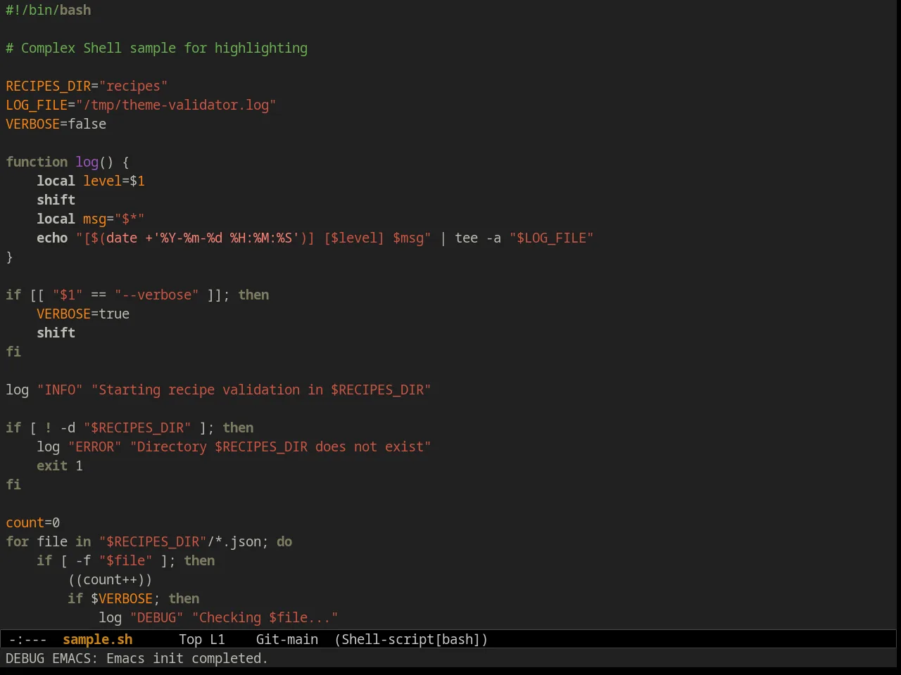 Ample Zen Theme in sh-mode