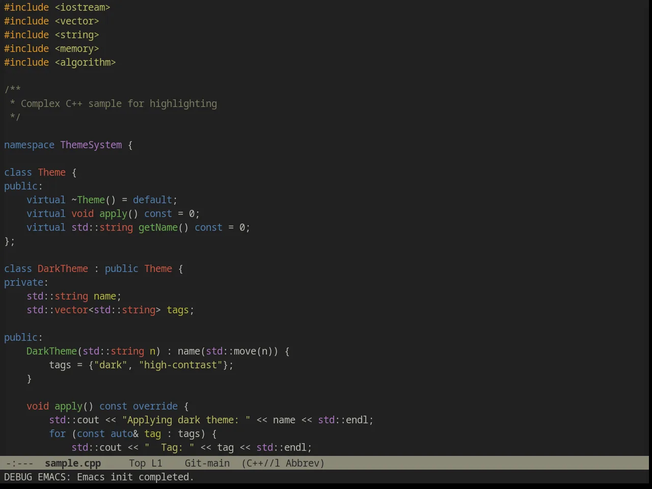 Ample Theme in c++-mode