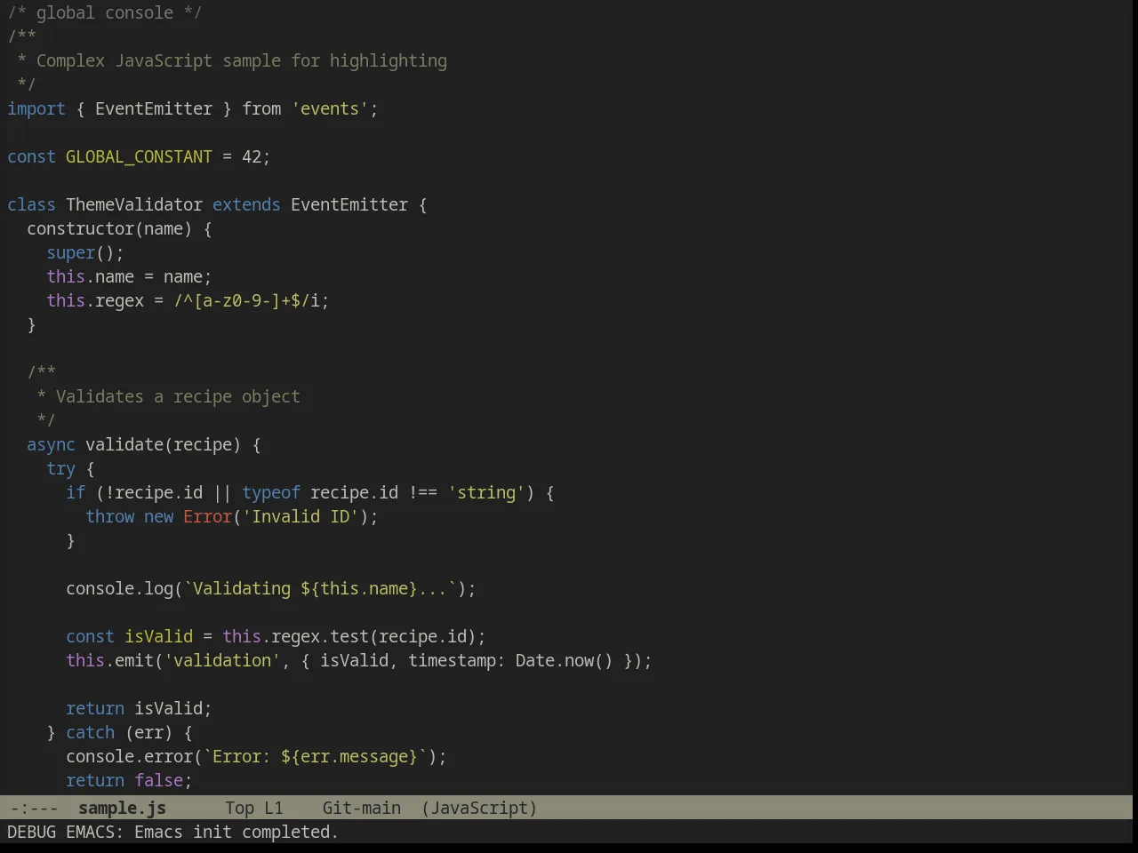 Ample Theme in javascript-mode