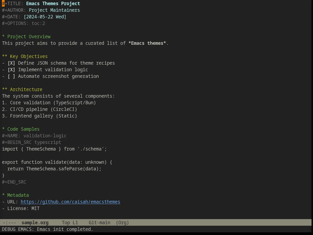 Ample Theme in org-mode