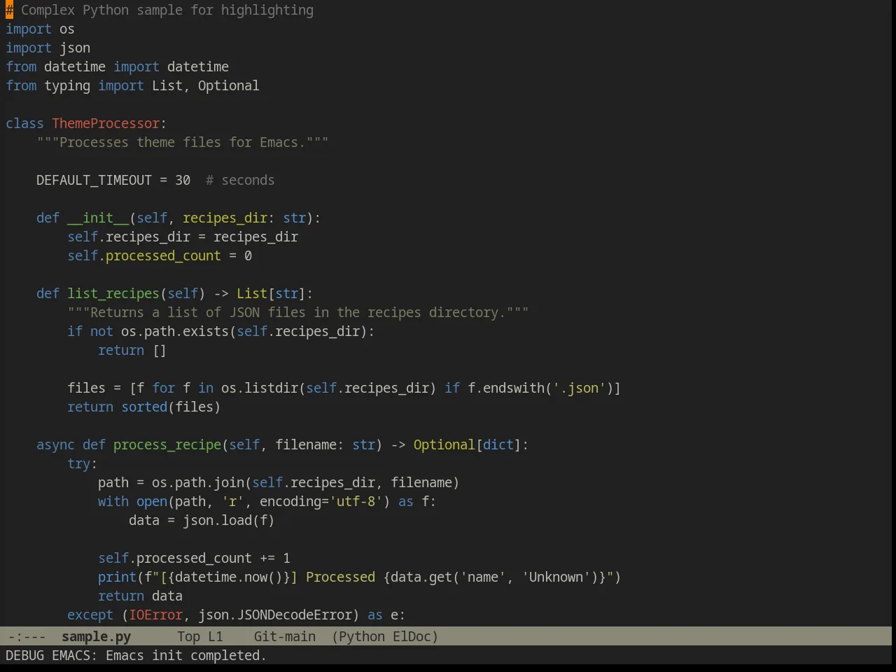 Ample Theme in python-mode