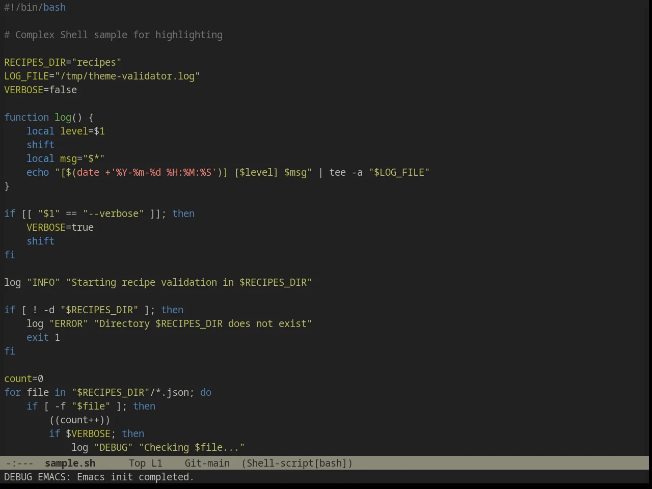 Ample Theme in sh-mode