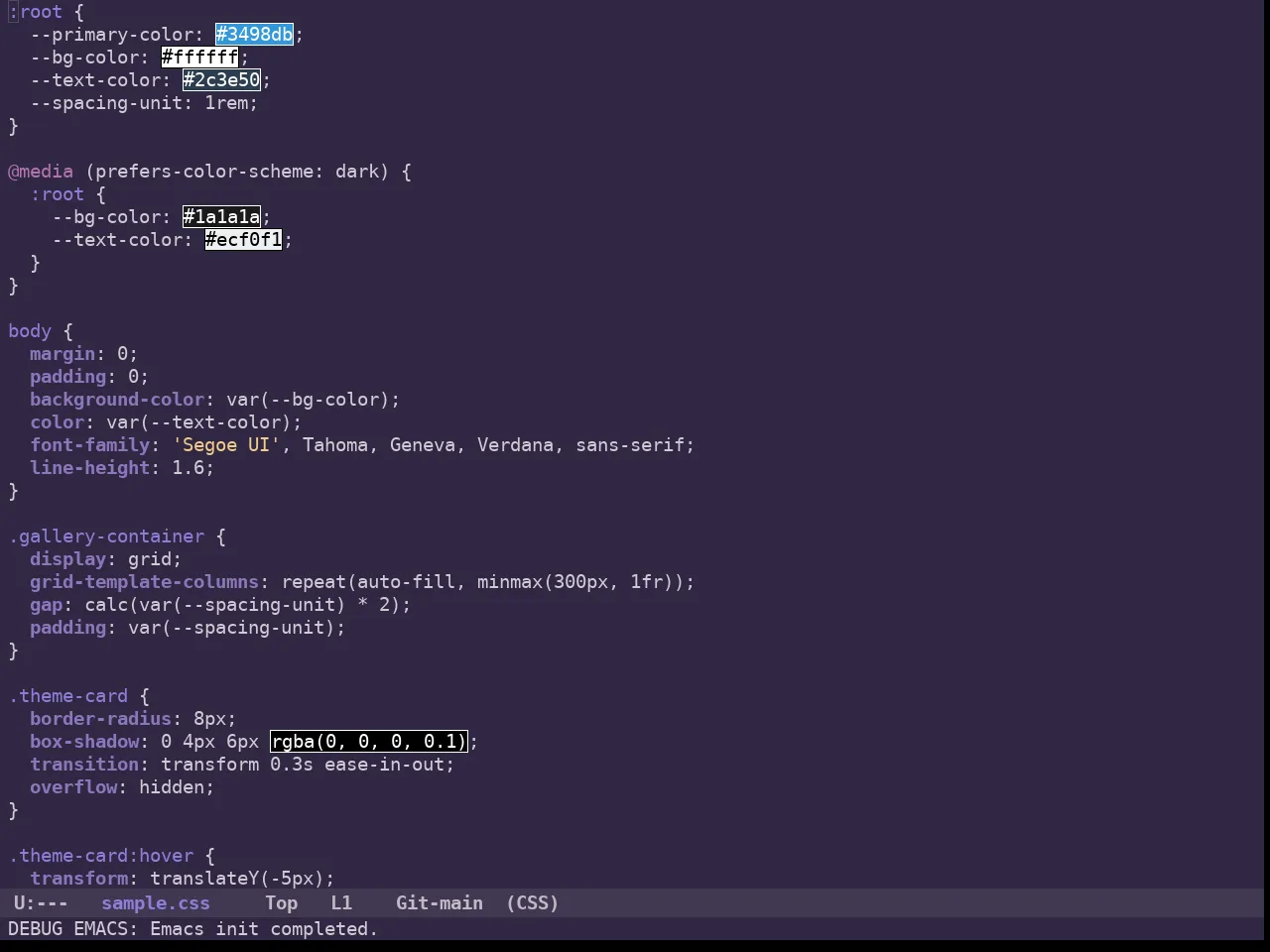 Ancient One Dark Theme in css-mode