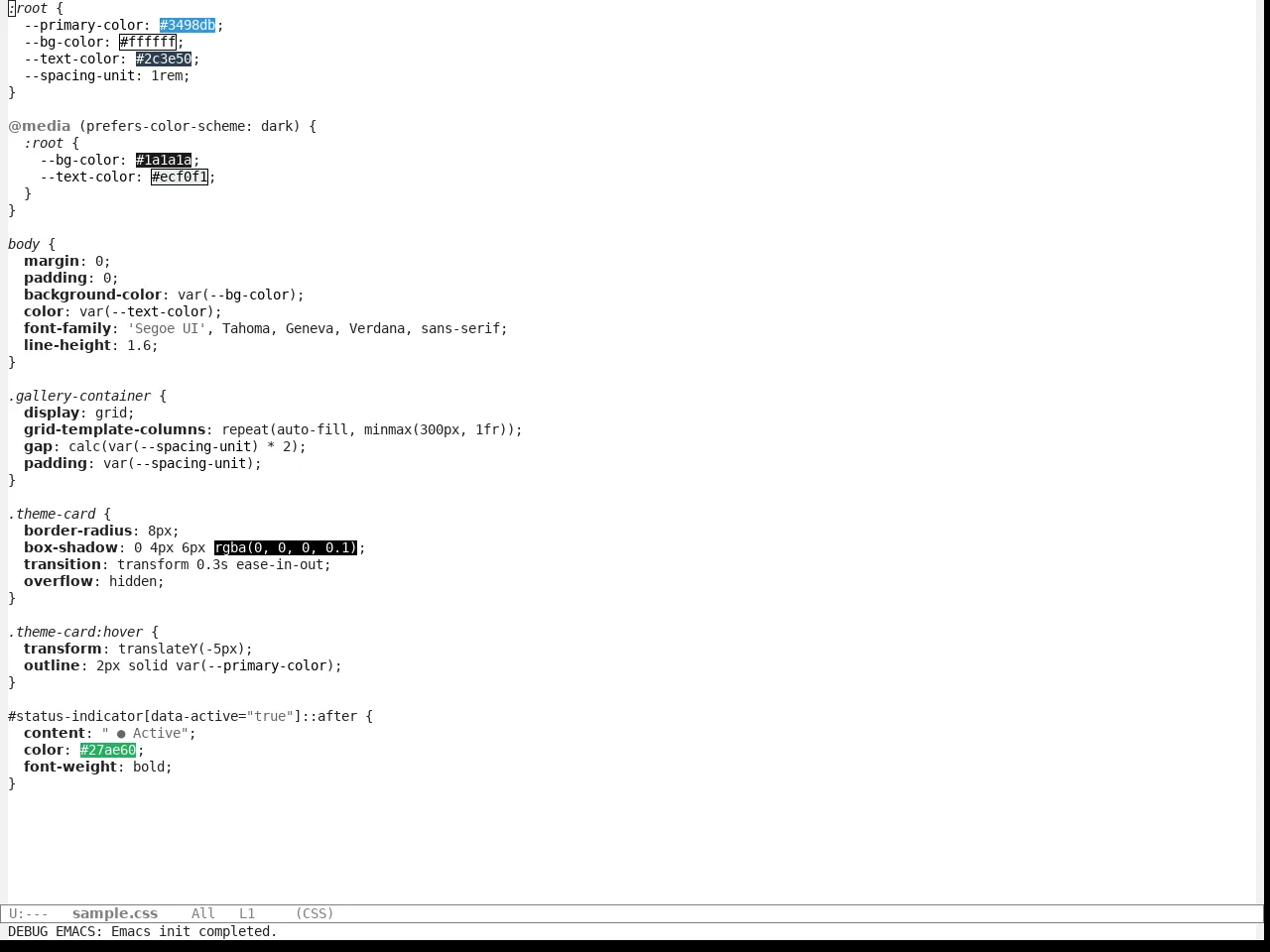 App Monochrome Themes Light Theme in css-mode