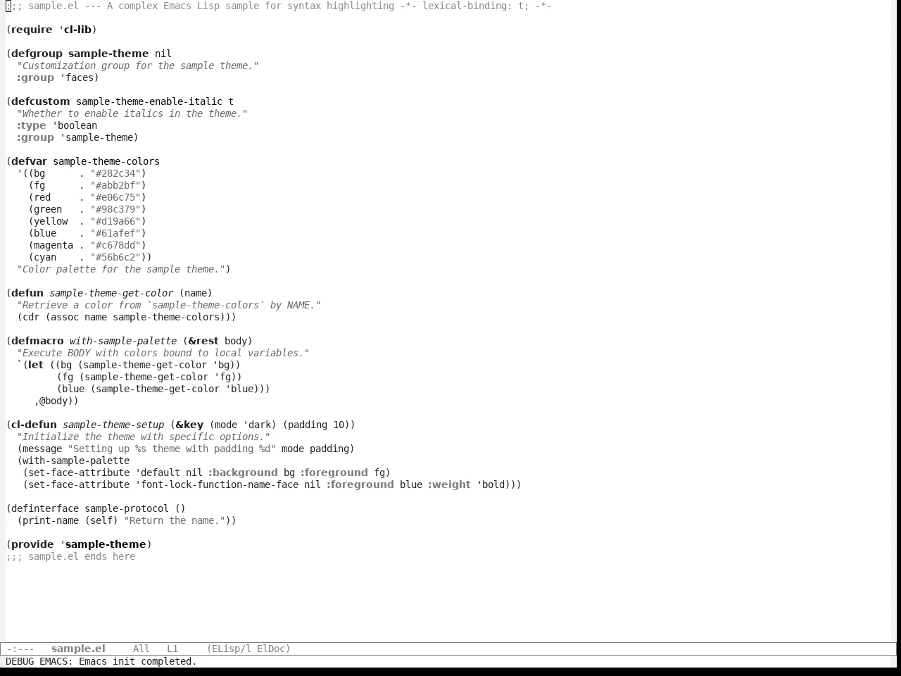 App Monochrome Themes Light Theme in emacs-lisp-mode