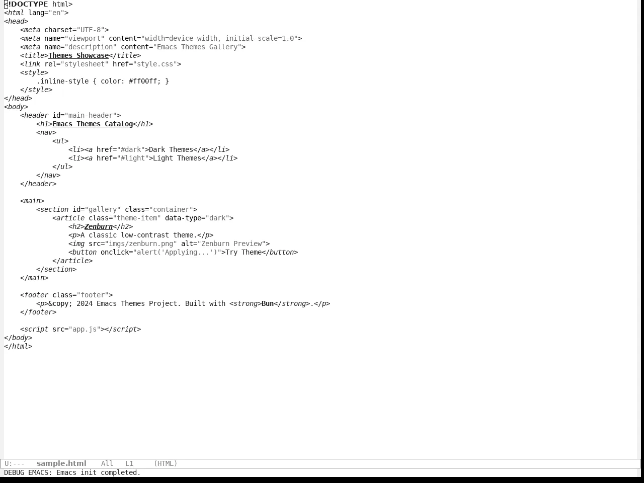 App Monochrome Themes Light Theme in html-mode