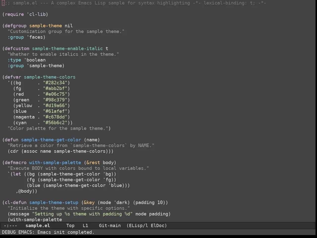 Apropospriate Dark Theme in emacs-lisp-mode
