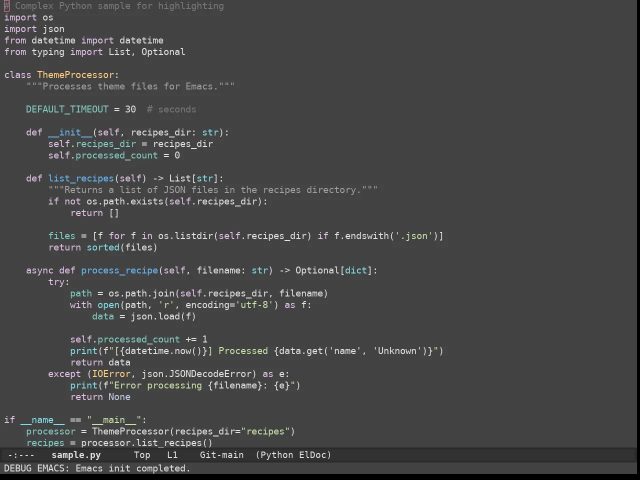 Apropospriate Dark Theme in python-mode