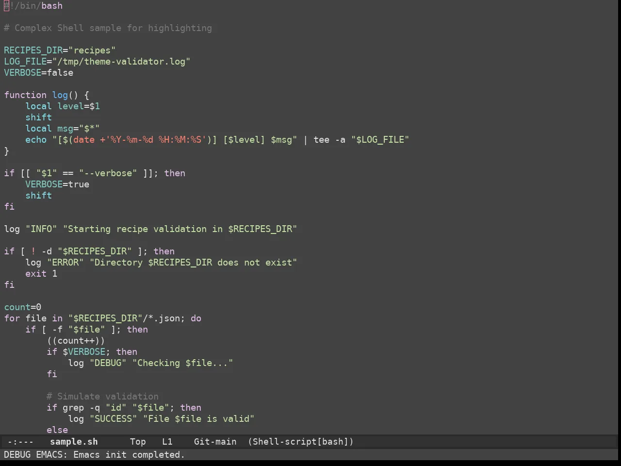 Apropospriate Dark Theme in sh-mode