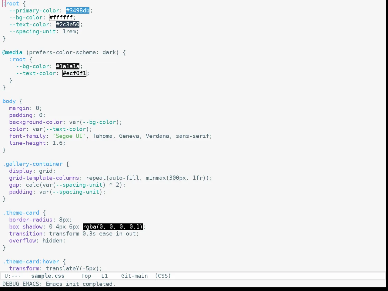 Apropospriate Light Theme in css-mode