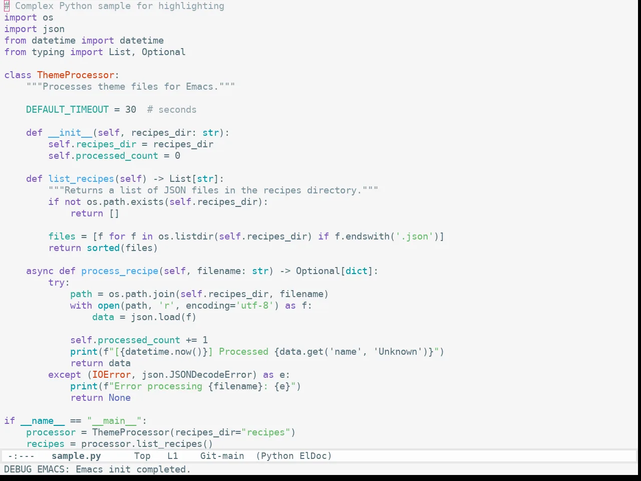 Apropospriate Light Theme in python-mode