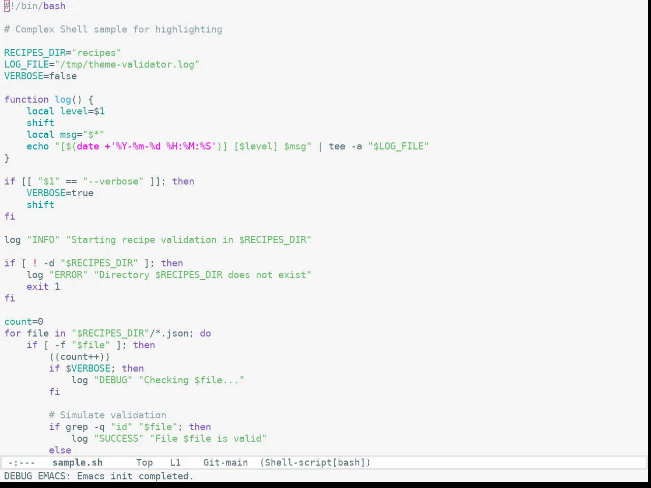 Apropospriate Light Theme in sh-mode
