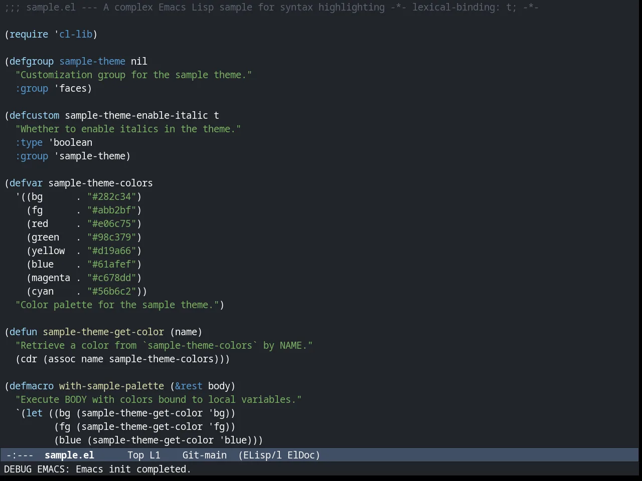 Arc Dark Theme in emacs-lisp-mode