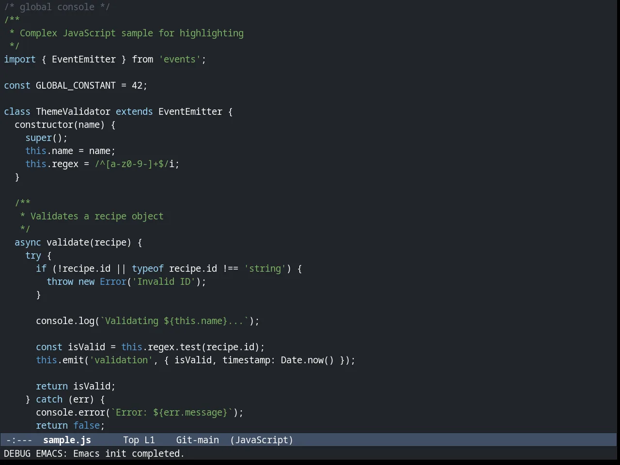 Arc Dark Theme in javascript-mode