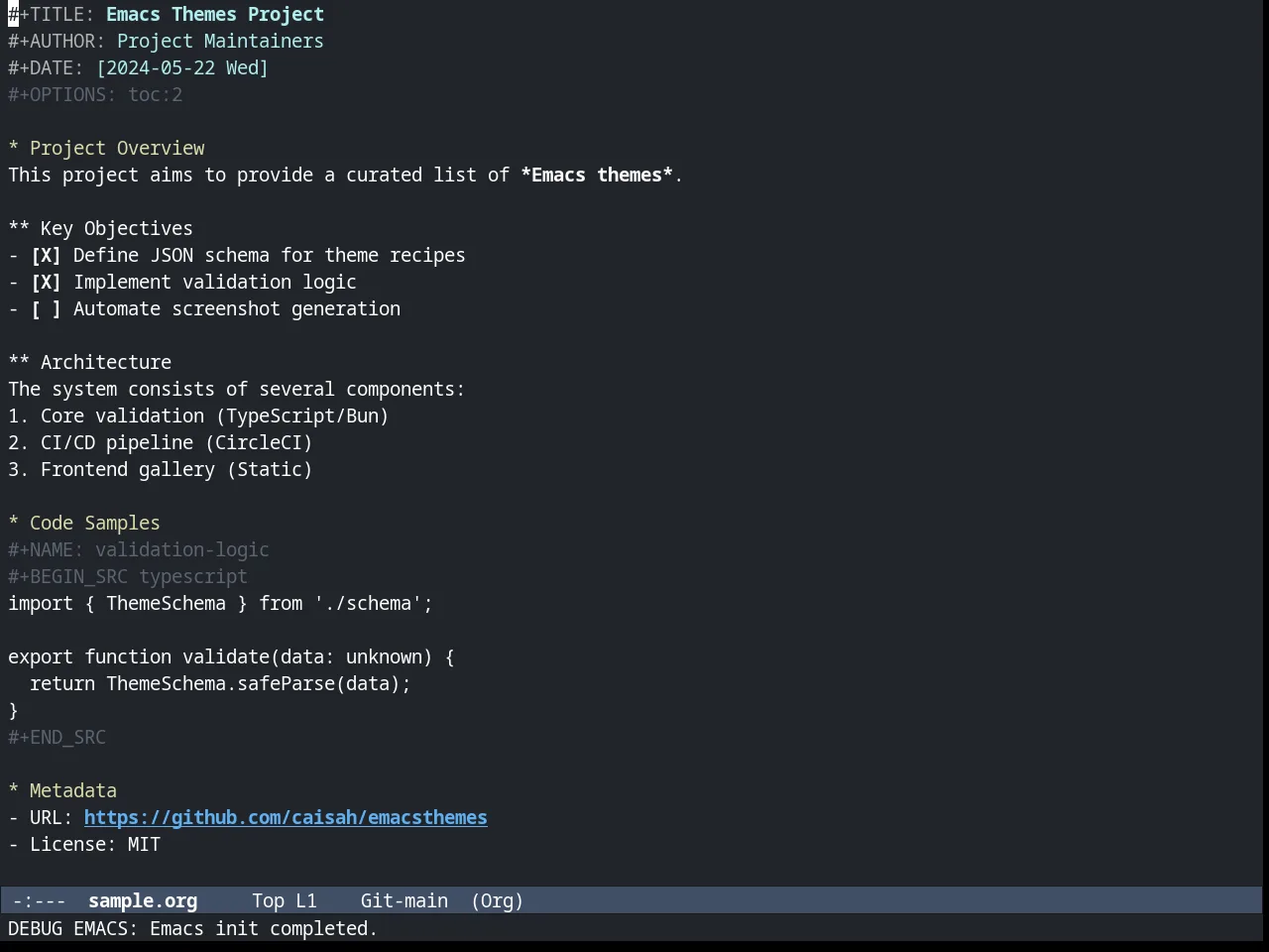 Arc Dark Theme in org-mode
