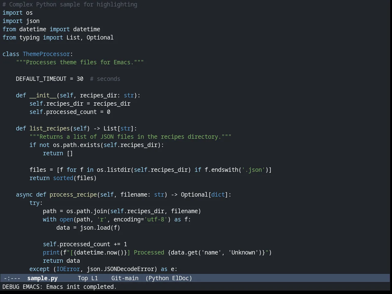 Arc Dark Theme in python-mode