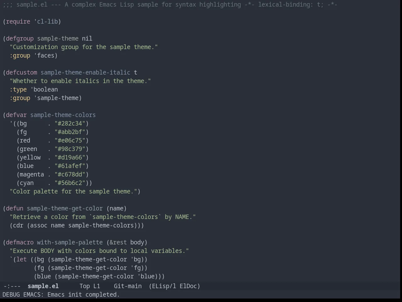 Arjen Grey Theme in emacs-lisp-mode
