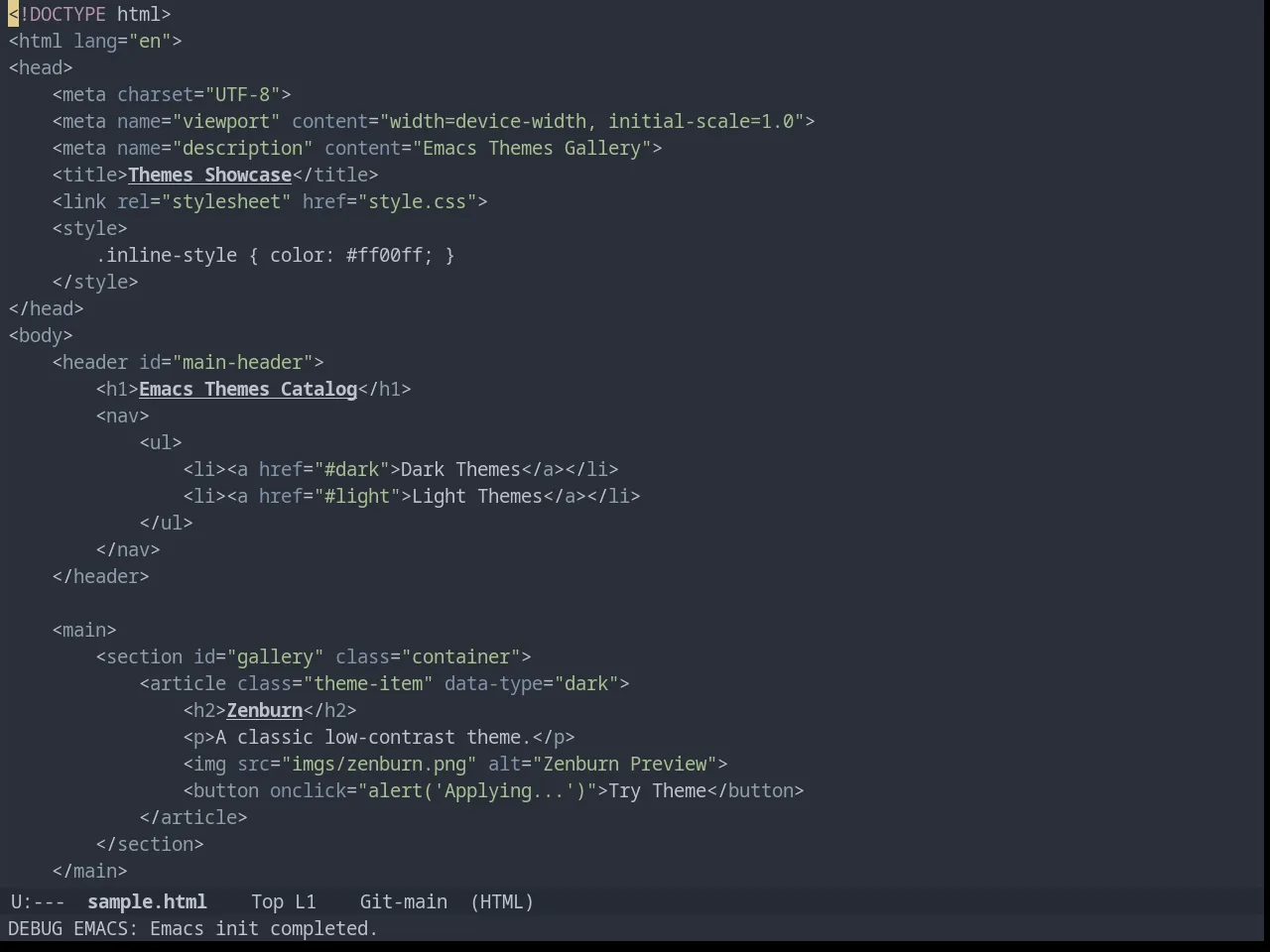 Arjen Grey Theme in html-mode