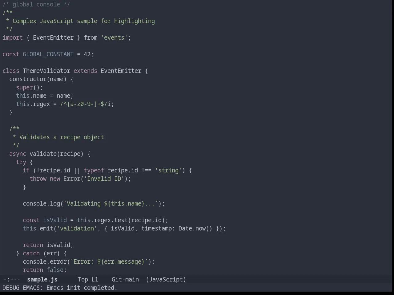 Arjen Grey Theme in javascript-mode