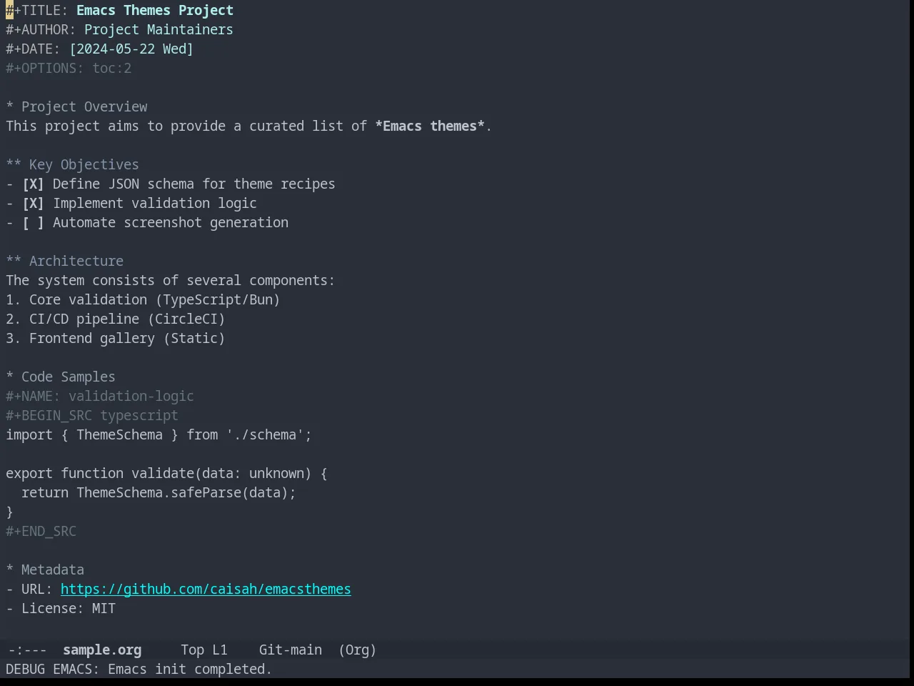 Arjen Grey Theme in org-mode