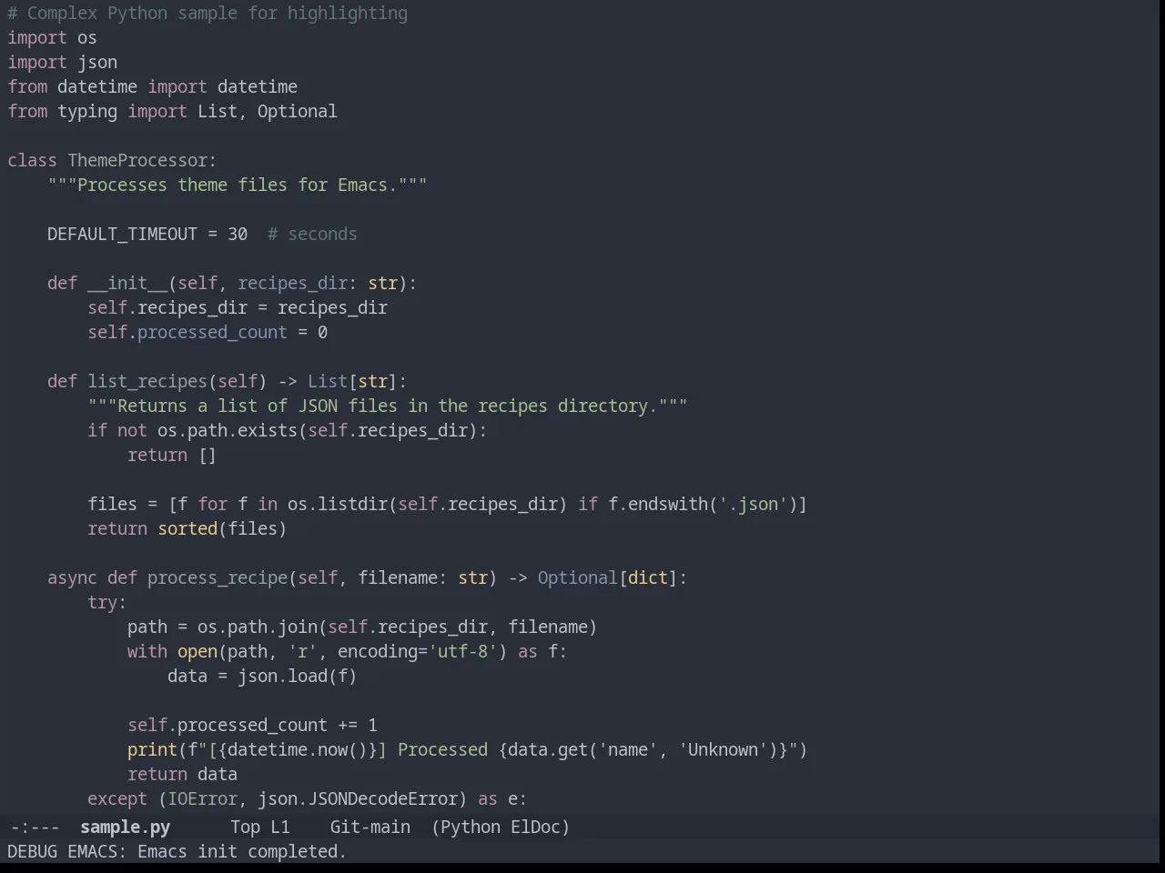 Arjen Grey Theme in python-mode