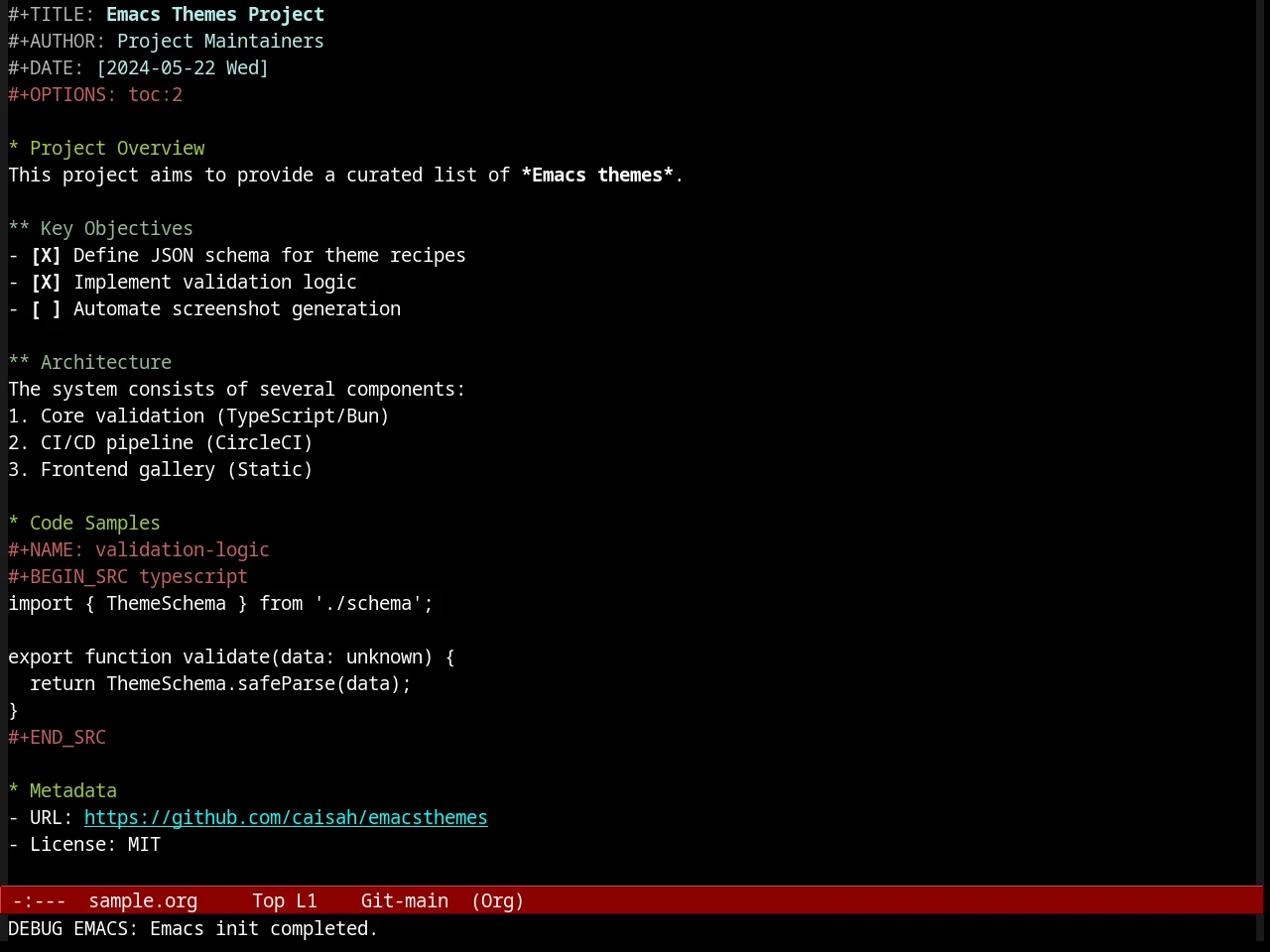 Arjen Theme in org-mode