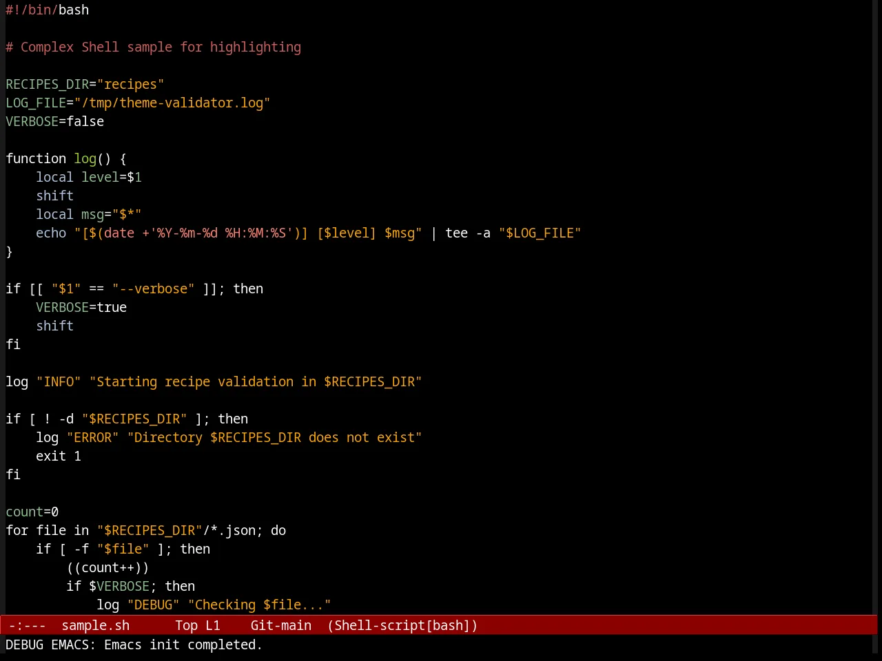 Arjen Theme in sh-mode