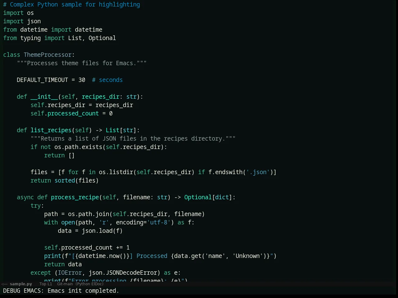 Assemblage Theme in python-mode