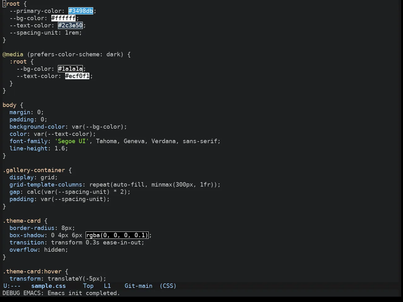 Atom Dark Theme in css-mode