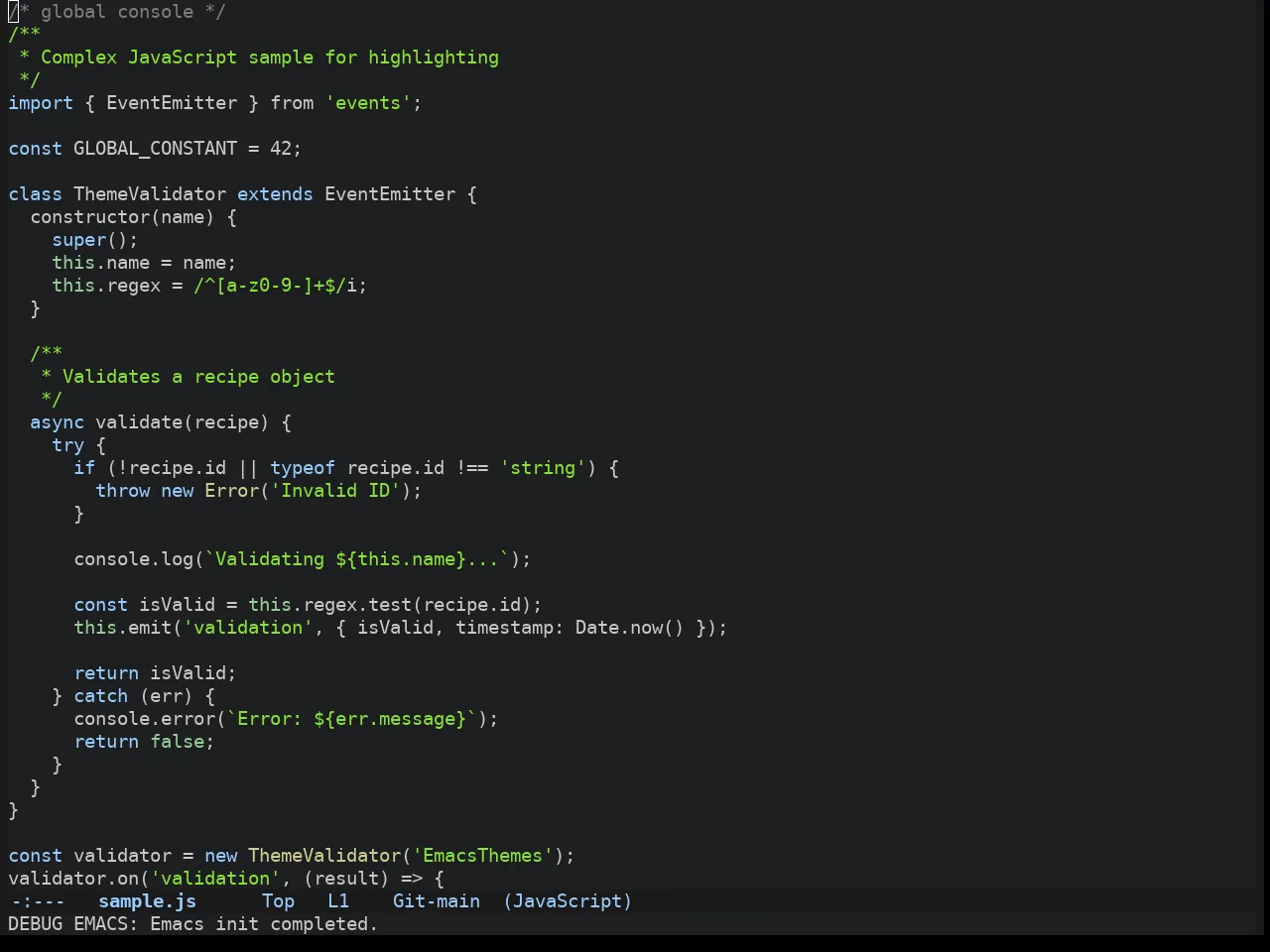 Atom Dark Theme in javascript-mode