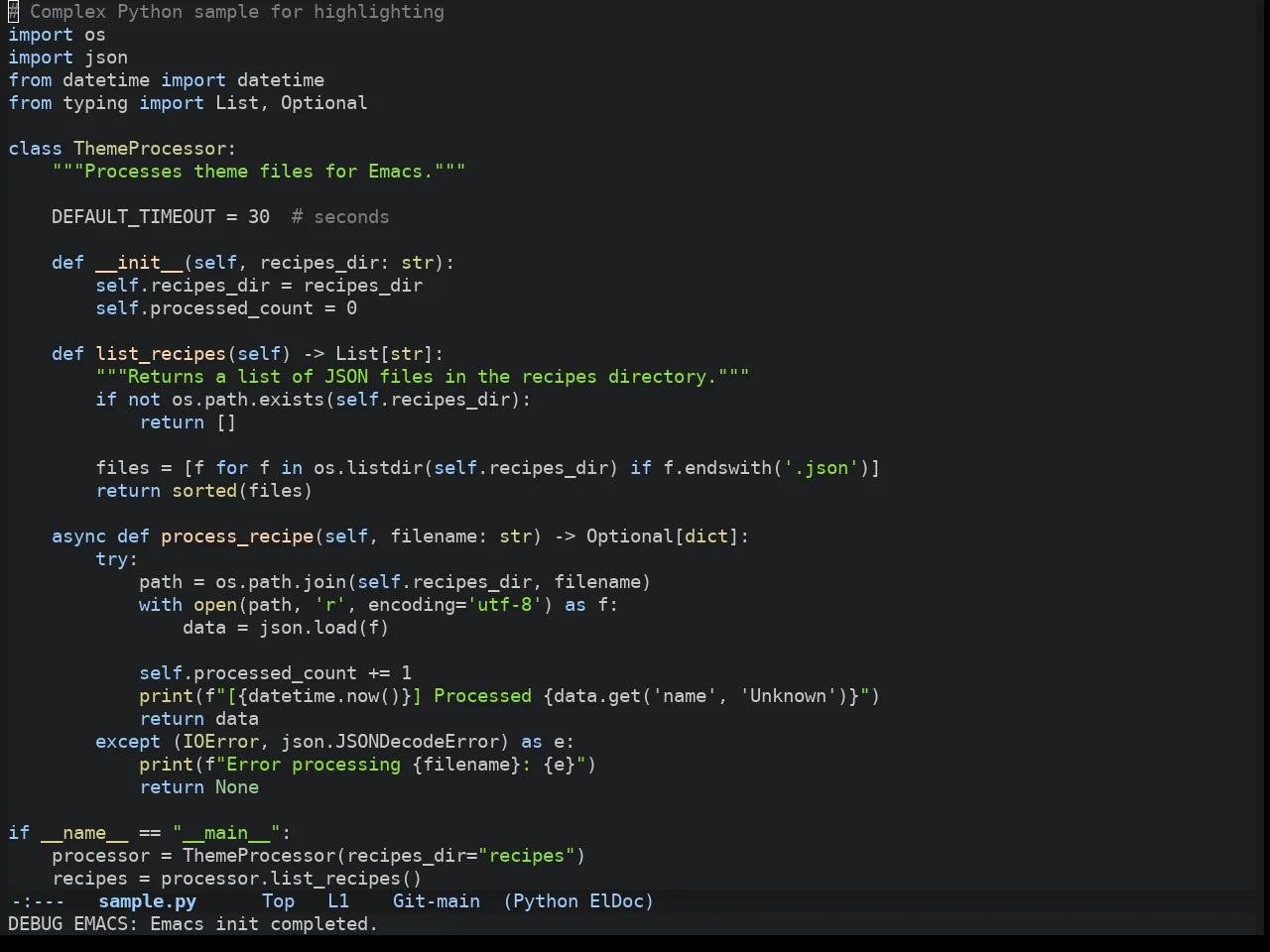 Atom Dark Theme in python-mode