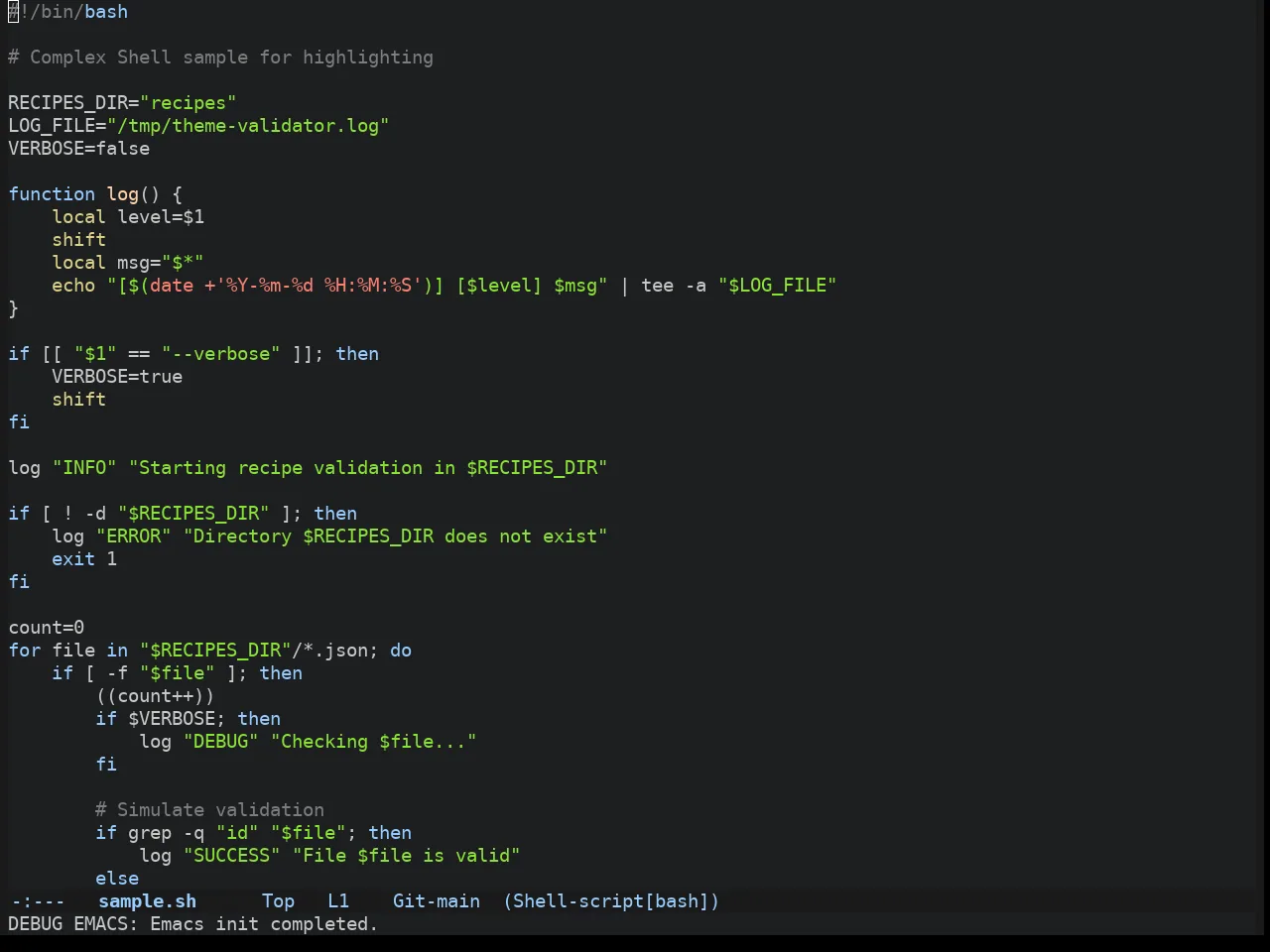 Atom Dark Theme in sh-mode