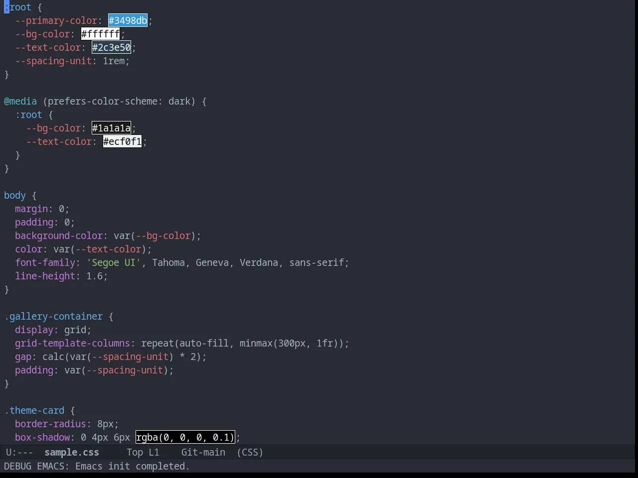 Atom One Dark Theme in css-mode