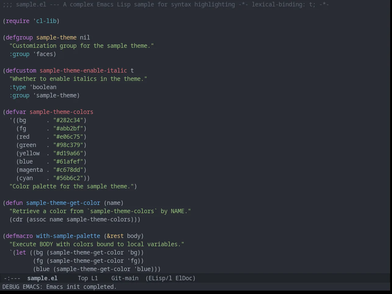 Atom One Dark Theme in emacs-lisp-mode