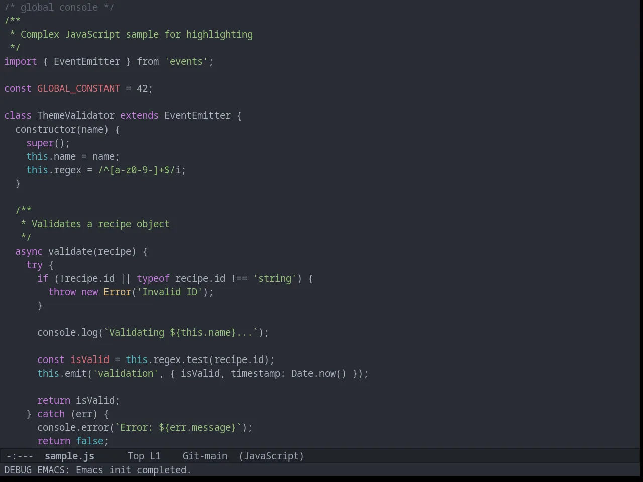 Atom One Dark Theme in javascript-mode