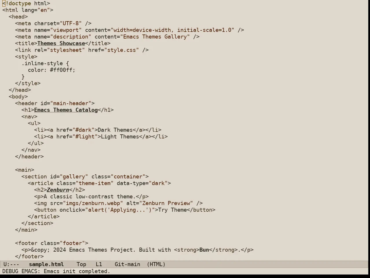 Au Aurum Day Theme in html-mode