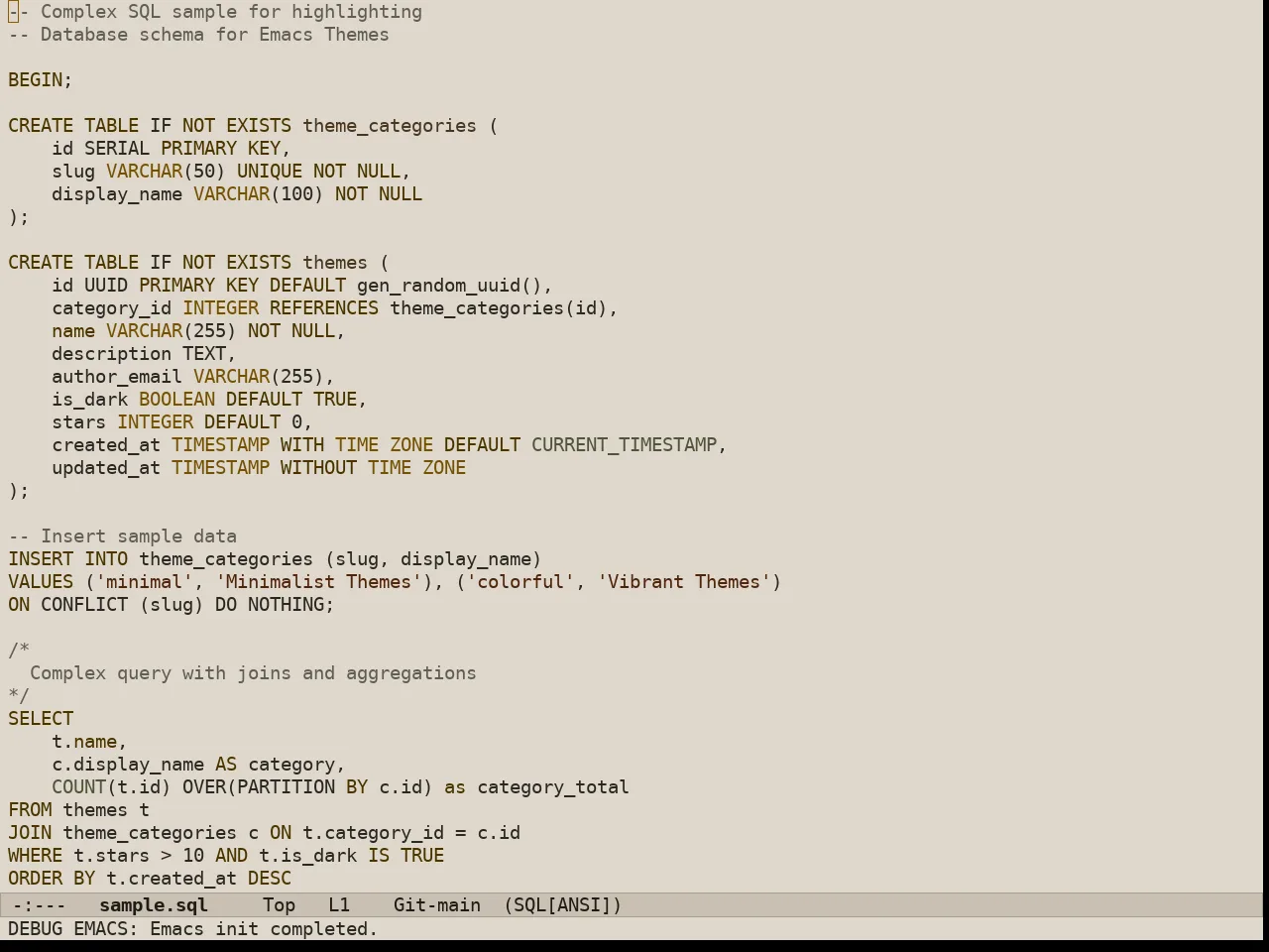 Au Aurum Day Theme in sql-mode