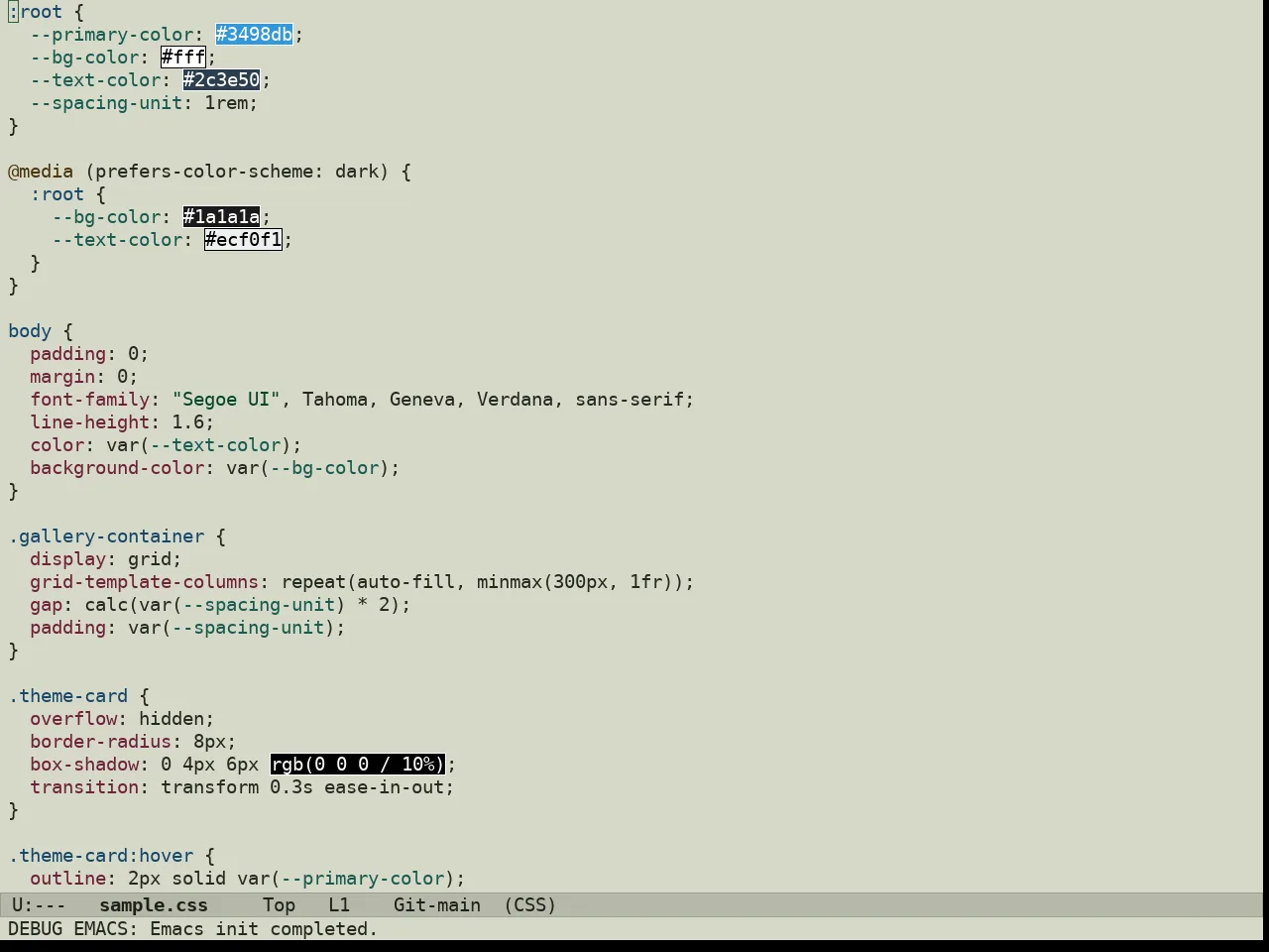Au Herbarium Day Theme in css-mode