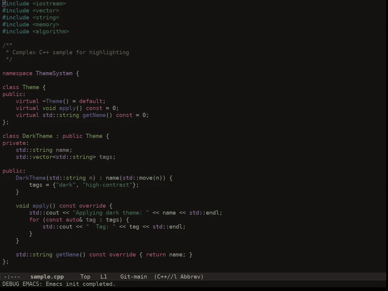 Au Herbarium Night Theme in c++-mode