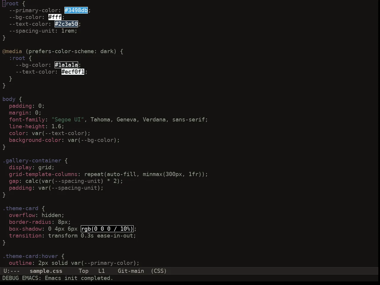 Au Herbarium Night Theme in css-mode