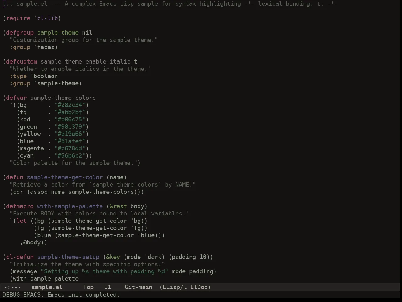Au Herbarium Night Theme in emacs-lisp-mode